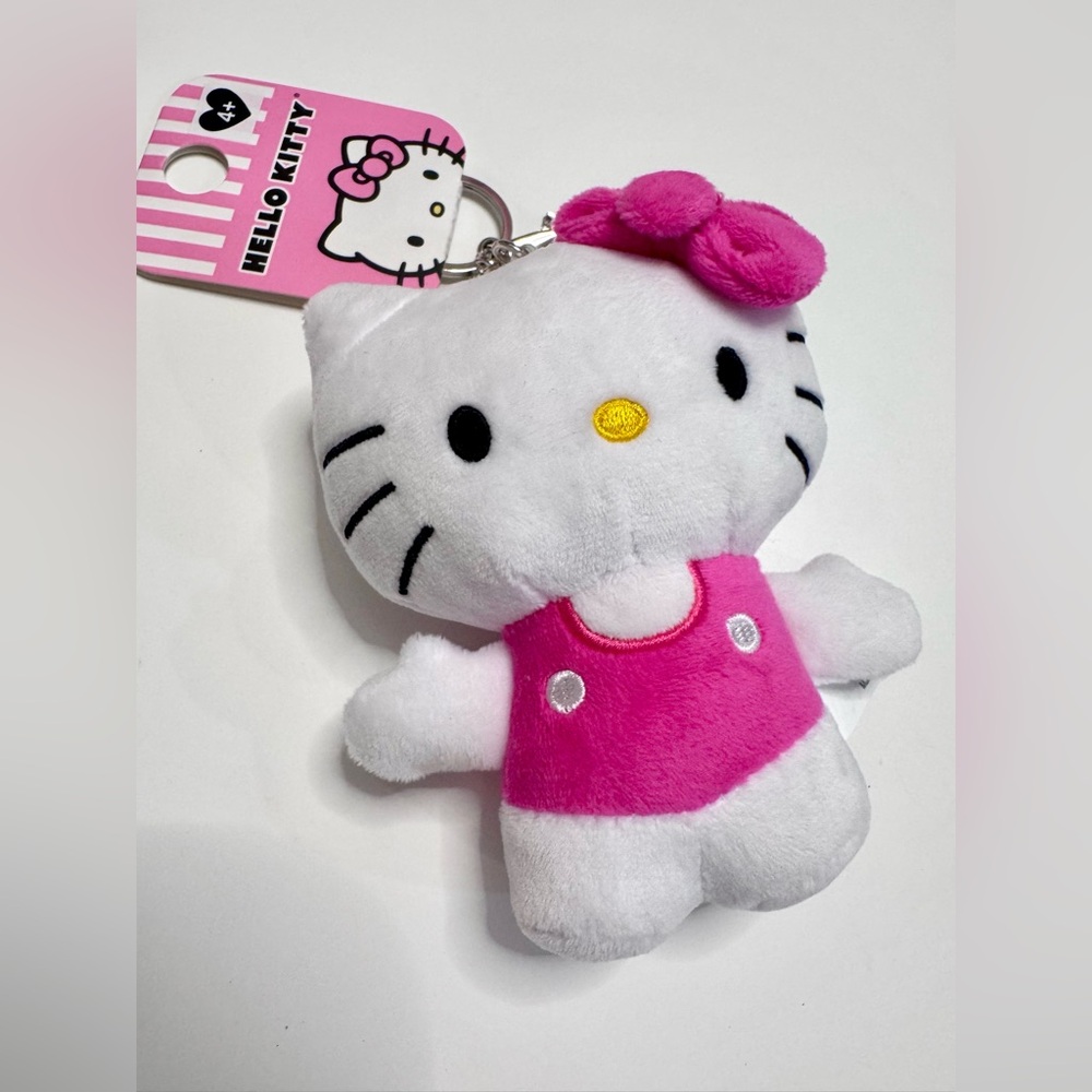 Hello Kitty Plush Keychain Purse Charm by Sanrio - Pink and White